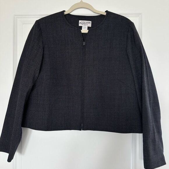 Pendleton Women’s Sz 16 Petite 100% Virgin Wool Zip Up Blazer Jacket - Picture 1 of 6